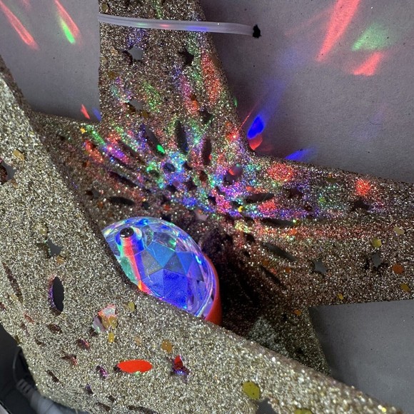 NEW Christmas Tree Star Topper LED Rainbow Lights Gold Glitter Peace & Joy 10" - Picture 2 of 9